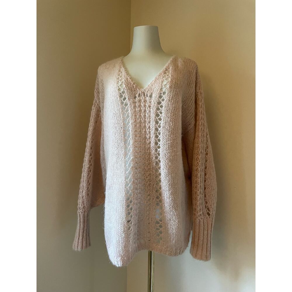 Spell & the Gypsy’s Spell Knit V-Neck Sweater Stone Angora Blend Size S/M - Picture 4 of 16